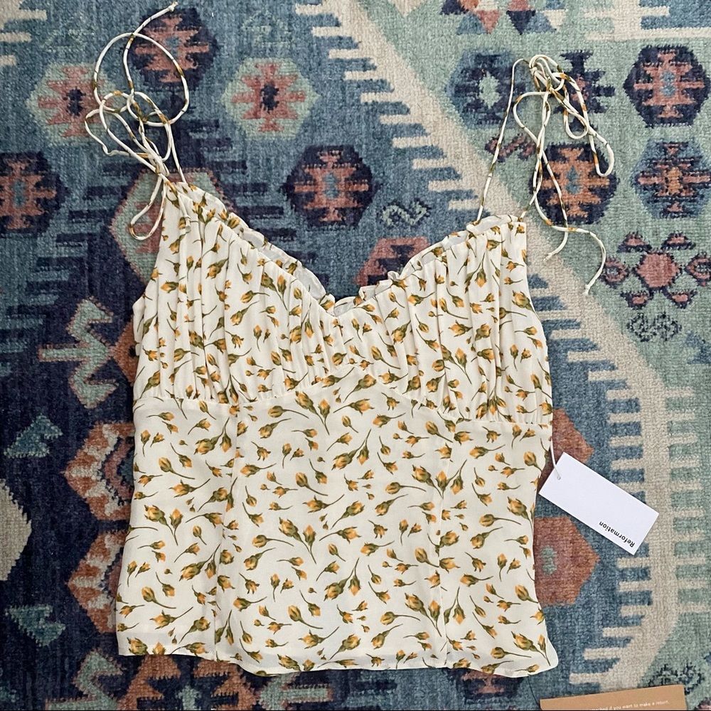 Reformation Cream and Red Patterned Top - Picture 4 of 11